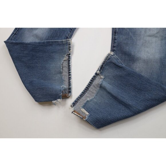 Vintage Y2K Lucky Brand Mens 32x32 Distressed Flared Wide Leg Denim Jeans Blue - Picture 8 of 16